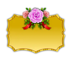 Golden Plaquewith Roses Design PNG image