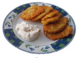 Golden Potato Pancakeswith Sour Cream