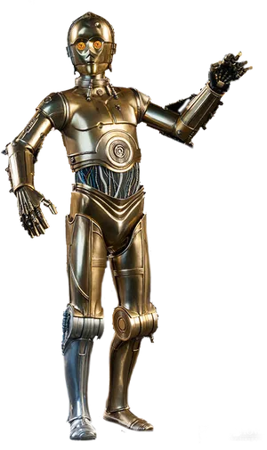 Golden Protocol Droid Pose PNG