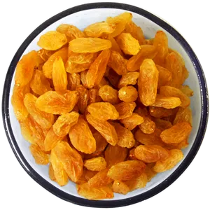 Golden Raisinsin Bowl PNG image