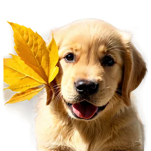 Golden Retriever Puppy And Leaves Png 06252024 PNG image