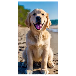 Golden Retriever Puppy On Beach PNG Ows35 PNG