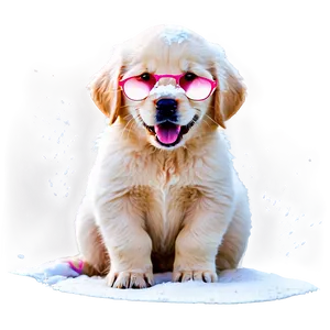 Golden Retriever Puppy Snow Play PNG 94