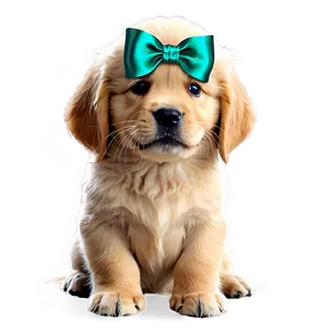 Golden Retriever Puppy With Bow Png 06252024 PNG image