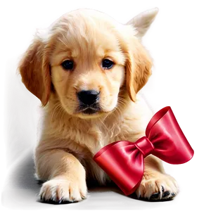 Golden Retriever Puppy With Bow Png Los81 PNG image