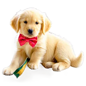 Golden Retriever Puppy With Bow Png Rxe45 PNG image