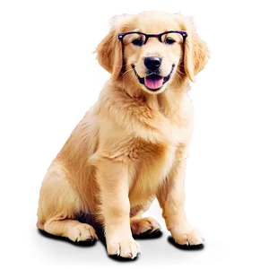 Golden Retriever Puppy With Glasses PNG Ffv84 PNG