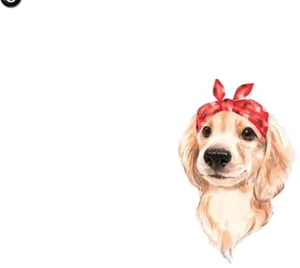 Golden Retriever Puppy With Red Bandana PNG