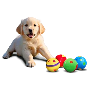 Golden Retriever Puppy With Toys PNG 06252024
