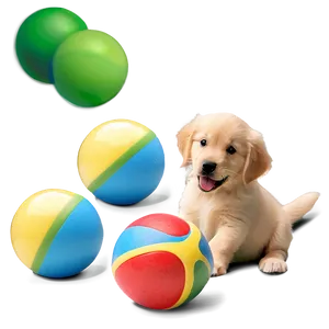 Golden Retriever Puppy With Toys PNG Qen