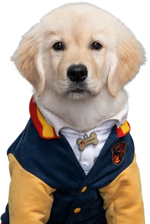 Golden Retriever Puppyin Jacket PNG image