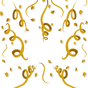 Golden Ribbon Confetti Celebration Background PNG image