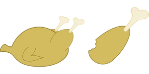 Golden Roast Chickenand Drumstick Illustration PNG image