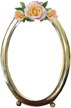 Golden Rose Oval Frame PNG image