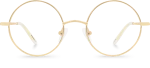 Golden Round Eyeglasses Black Background PNG image