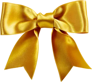 Golden Satin Bow Isolated PNG image