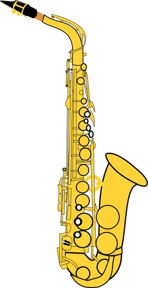Golden_ Saxophone_ Vector_ Art PNG