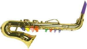 Golden Saxophonewith Colorful Keys PNG