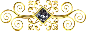 Golden_ Scrollwork_with_ Diamond_ Centerpiece.png PNG image