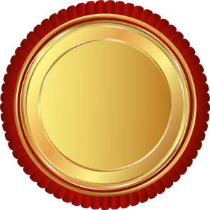 Golden Seal Red Ribbon Vector PNG image