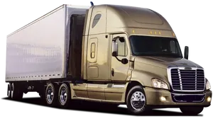 Golden Semi Truck White Trailer