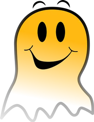 Golden Smiley Ghost Graphic PNG image