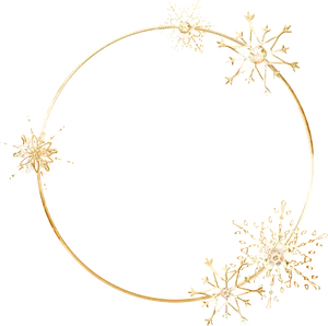 Golden Snowflake Circle Border PNG image