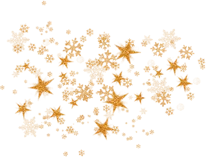 Golden Snowflakeson Black Background PNG image