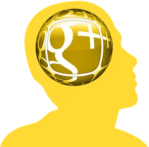 Golden Social Media Brain Illustration