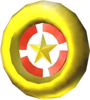 Golden Sonic Ringwith Star Emblem PNG image