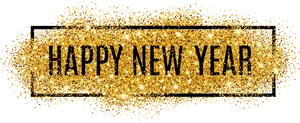 Golden Sparkle Happy New Year Banner PNG image