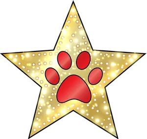 Golden Star Paw Print