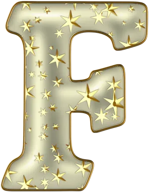 Golden Starred Letter F PNG image