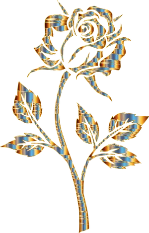 Golden Striped Rose Art PNG image