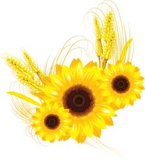 Golden Sunflowersand Wheaton Black PNG