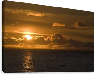 Golden Sunset Over Ocean PNG image
