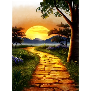 Golden Sunset Path PNG 06202024 PNG