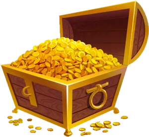 Golden Treasure Chest Fullof Coins.png PNG image