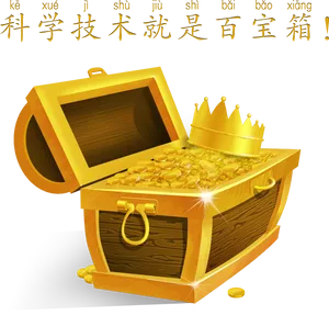 Golden Treasure Chestwith Crownand Coins PNG image