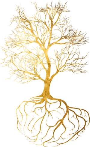 Golden Treewith Roots Illustration PNG image