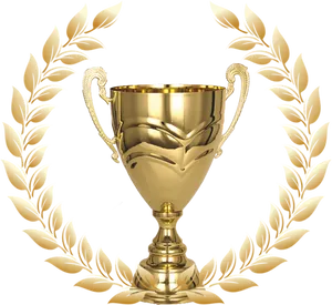 Golden Trophy Laurel Wreath PNG image