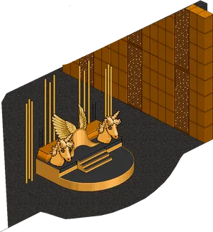 Golden Unicorn Bridge Illustration PNG image