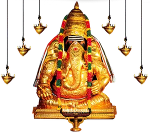 Golden Vinayagar Statue PNG image
