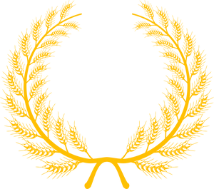 Golden Wheat Laurel Wreath Vector PNG image