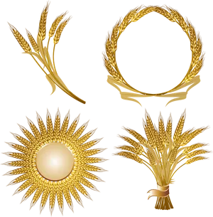 Golden Wheat Vector Design Elements PNG image