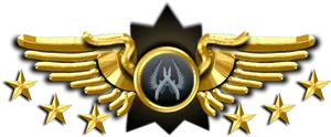 Golden Winged Badgewith Stars PNG image