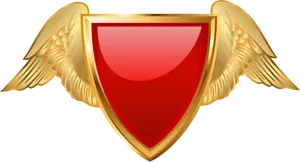 Golden Winged Shield Graphic PNG image