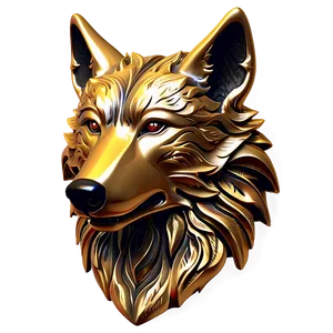 Golden Wolf Head Decoration PNG 92