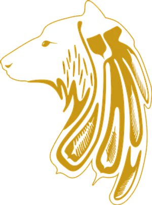 Golden Wolf Silhouette Art PNG image