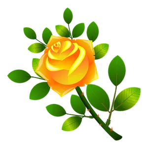 Golden Yellow Rose Vector Illustration PNG